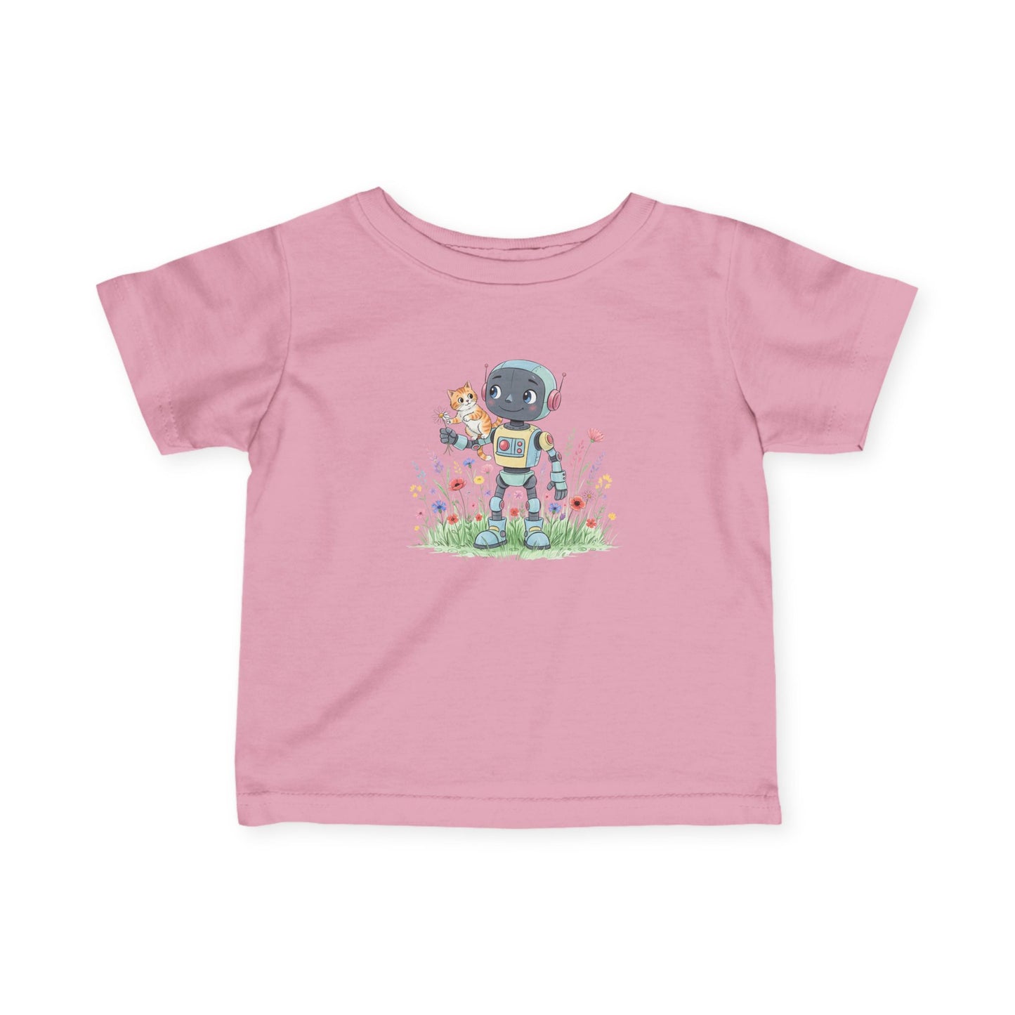 KidBots Kitty Ride - Adorable Infant Fine Jersey Tee with Cute Animal Design, Perfect Gift for Baby Showers, Birthdays, Everyday Wear, Kids Tee, Baby Clothes