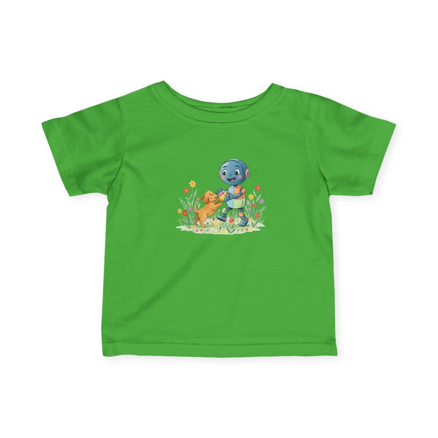 KidBots Puppy and Ball -  Adorable Infant Fine Jersey Tee with Cute Animal Design, Perfect Gift for Baby Showers, Birthdays, Everyday Wear, Kids Tee, Baby Clothes