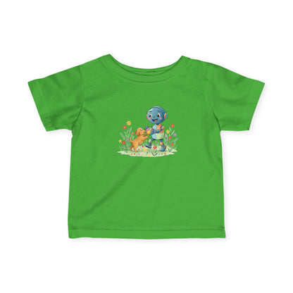 KidBots Puppy and Ball -  Adorable Infant Fine Jersey Tee with Cute Animal Design, Perfect Gift for Baby Showers, Birthdays, Everyday Wear, Kids Tee, Baby Clothes