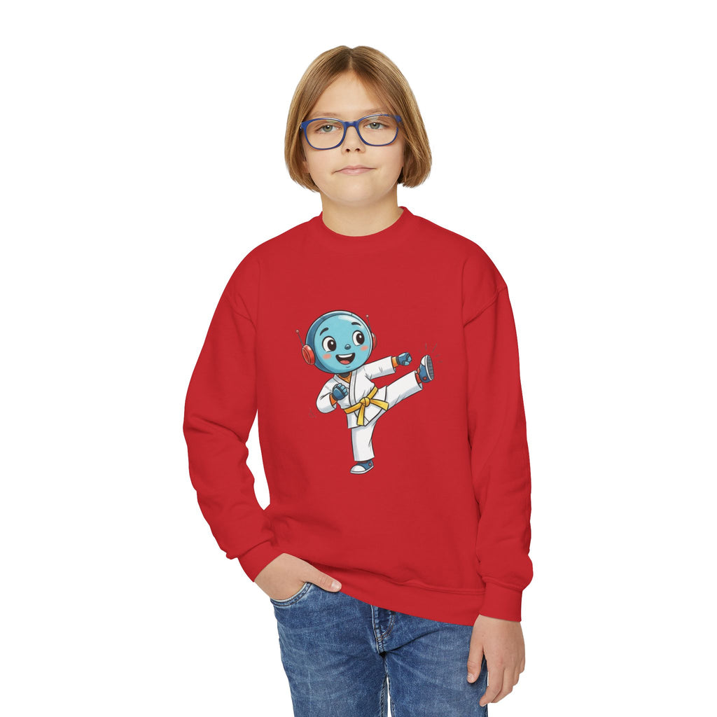 KidBots Karate Y, Youth Crewneck Sweatshirt, Fun Kids Clothing, Gift for Children, Spring Look, Casual Wear