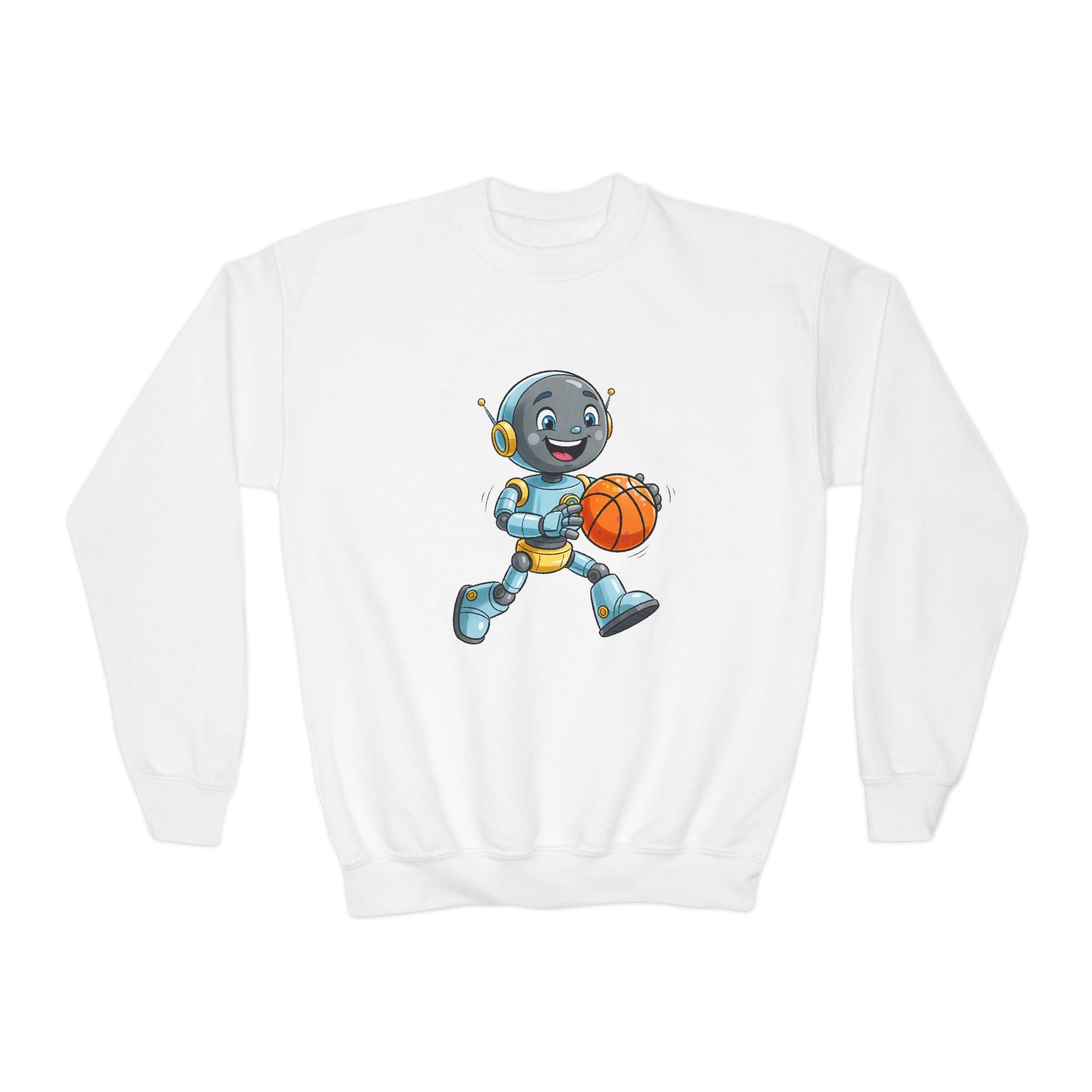 KidBots Basketball, Youth Crewneck Sweatshirt, Fun Kids Clothing, Gift for Children, Spring Look, Casual Wear