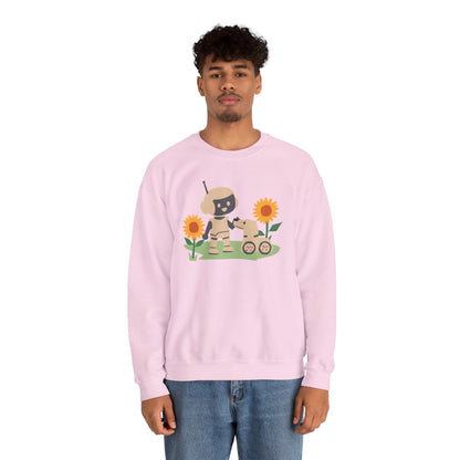 Cute Robot and Dog Sweatshirt, Adult Unisex Crewneck, Cozy Gift for Tech Lovers, Perfect for Fall Days, Sweatshirt, Adult Size