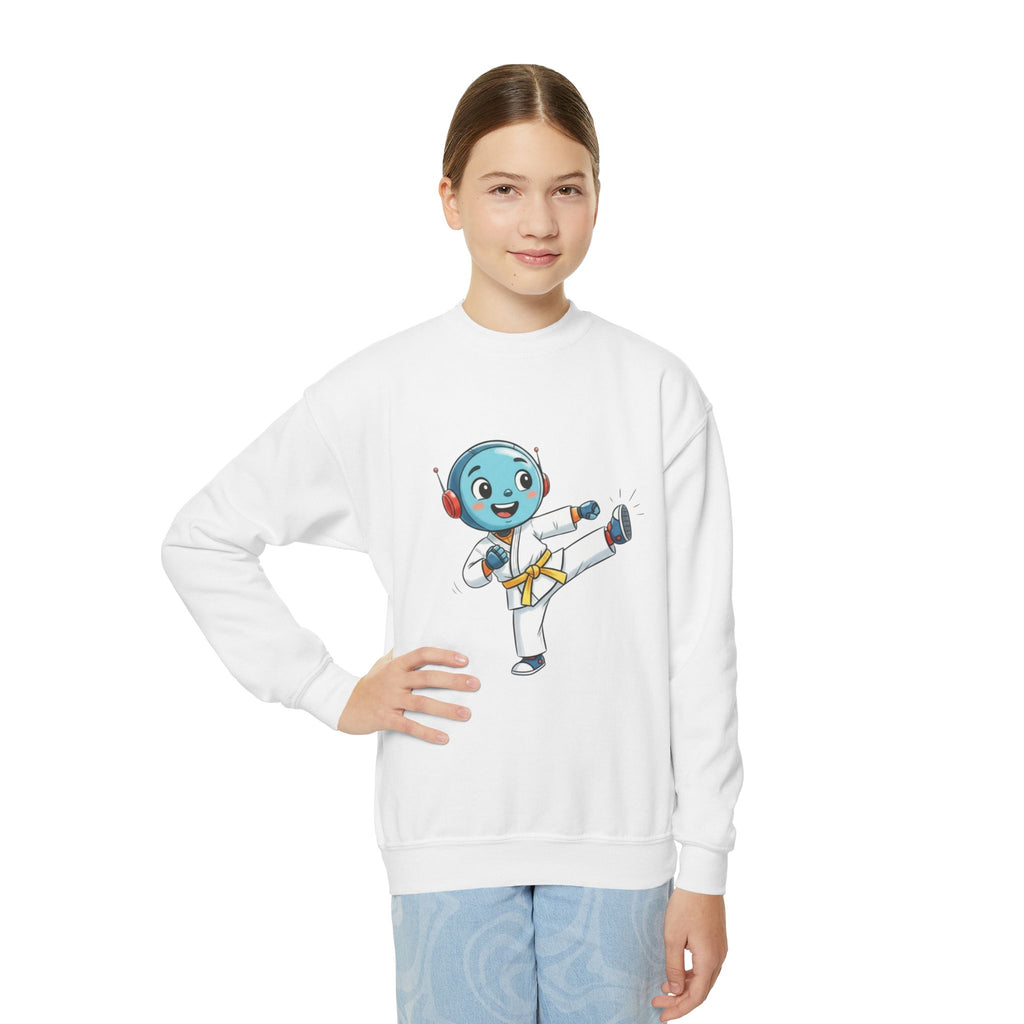KidBots Karate Y, Youth Crewneck Sweatshirt, Fun Kids Clothing, Gift for Children, Spring Look, Casual Wear