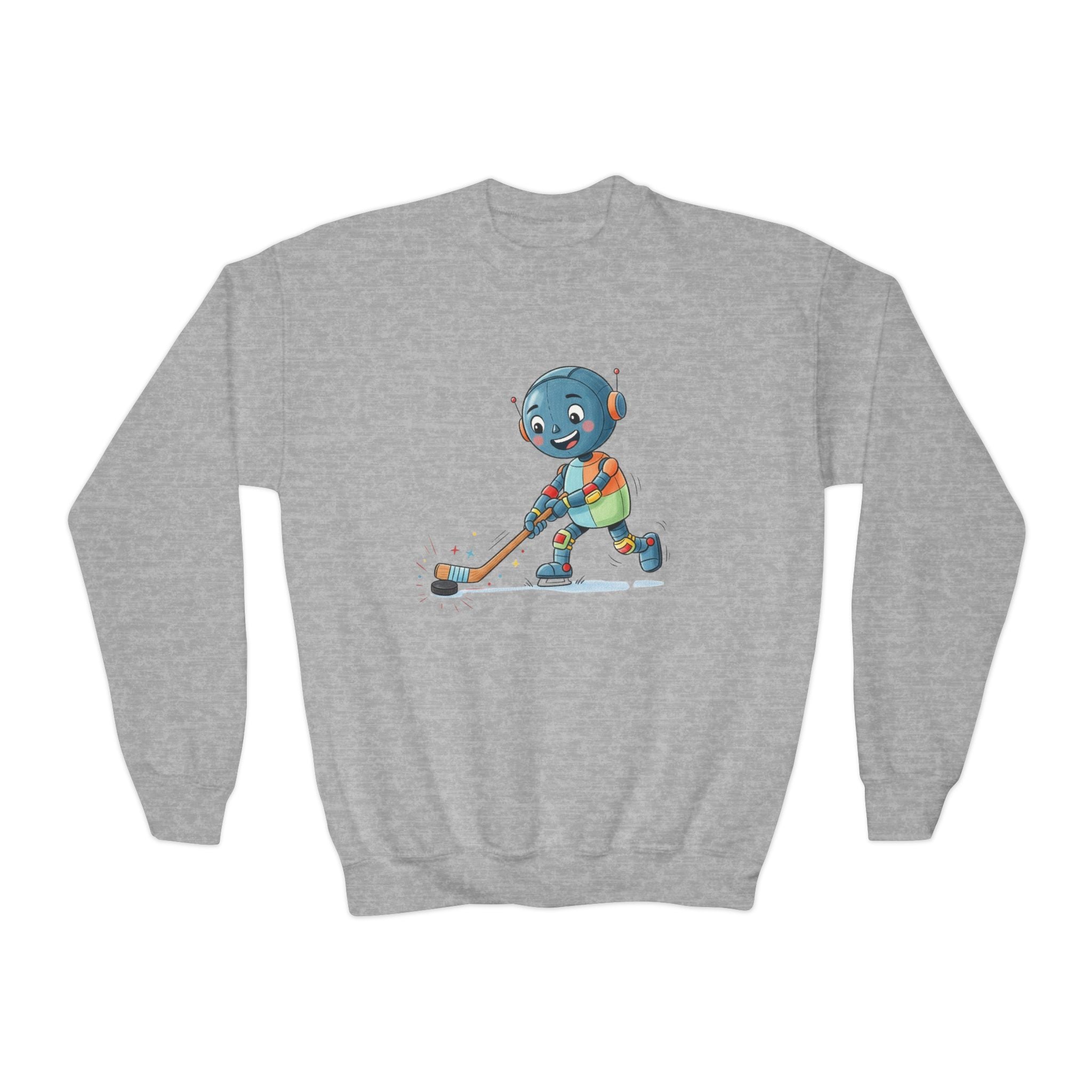 KidBots Hockey G, Youth Crewneck Sweatshirt, Fun Kids Clothing, Gift for Children, Spring Look, Casual Wear