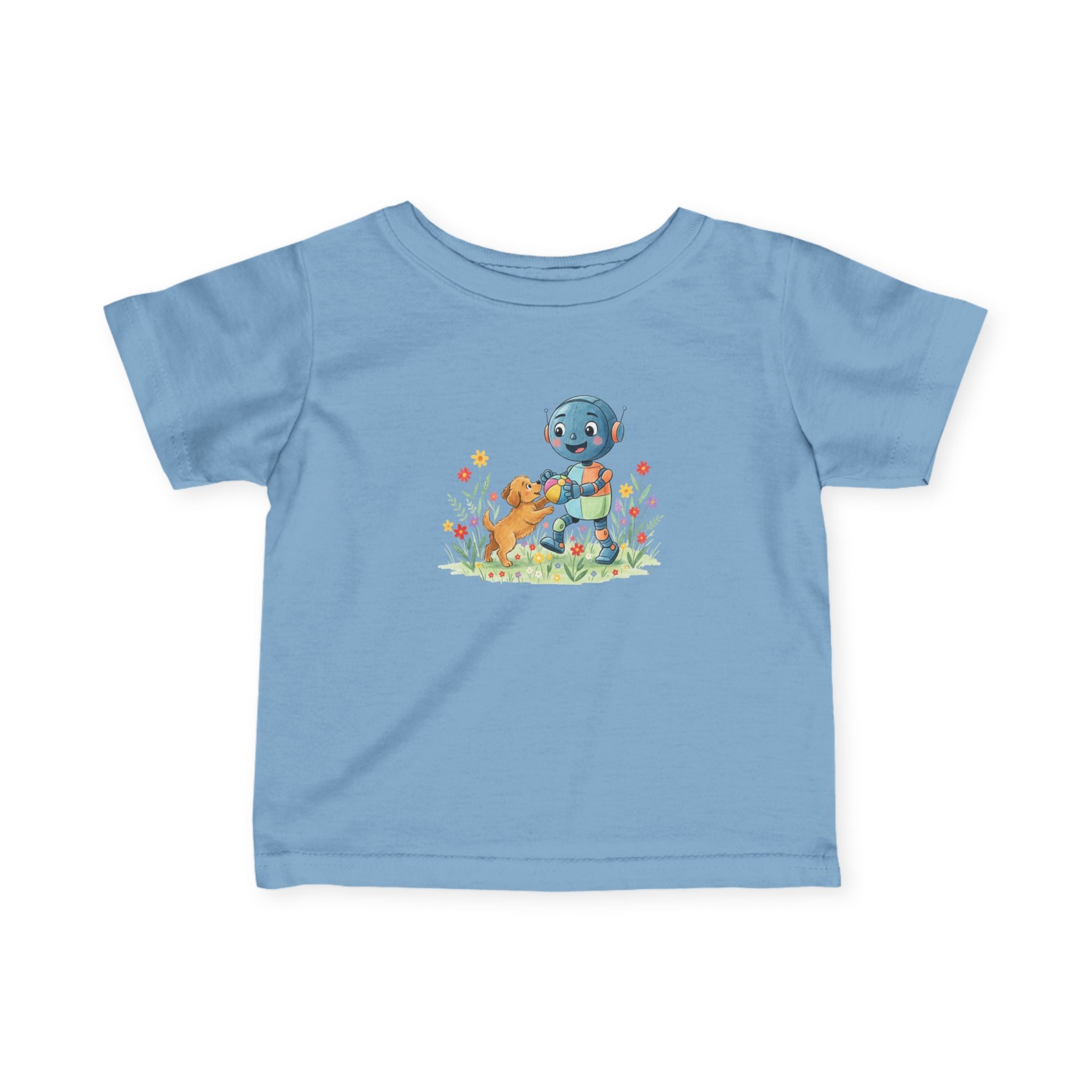 KidBots Puppy and Ball -  Adorable Infant Fine Jersey Tee with Cute Animal Design, Perfect Gift for Baby Showers, Birthdays, Everyday Wear, Kids Tee, Baby Clothes