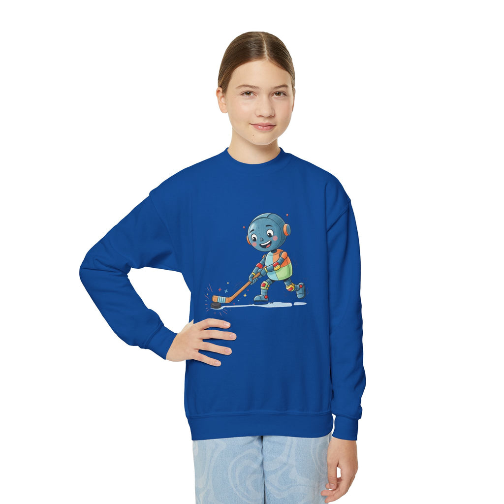 KidBots Hockey G, Youth Crewneck Sweatshirt, Fun Kids Clothing, Gift for Children, Spring Look, Casual Wear