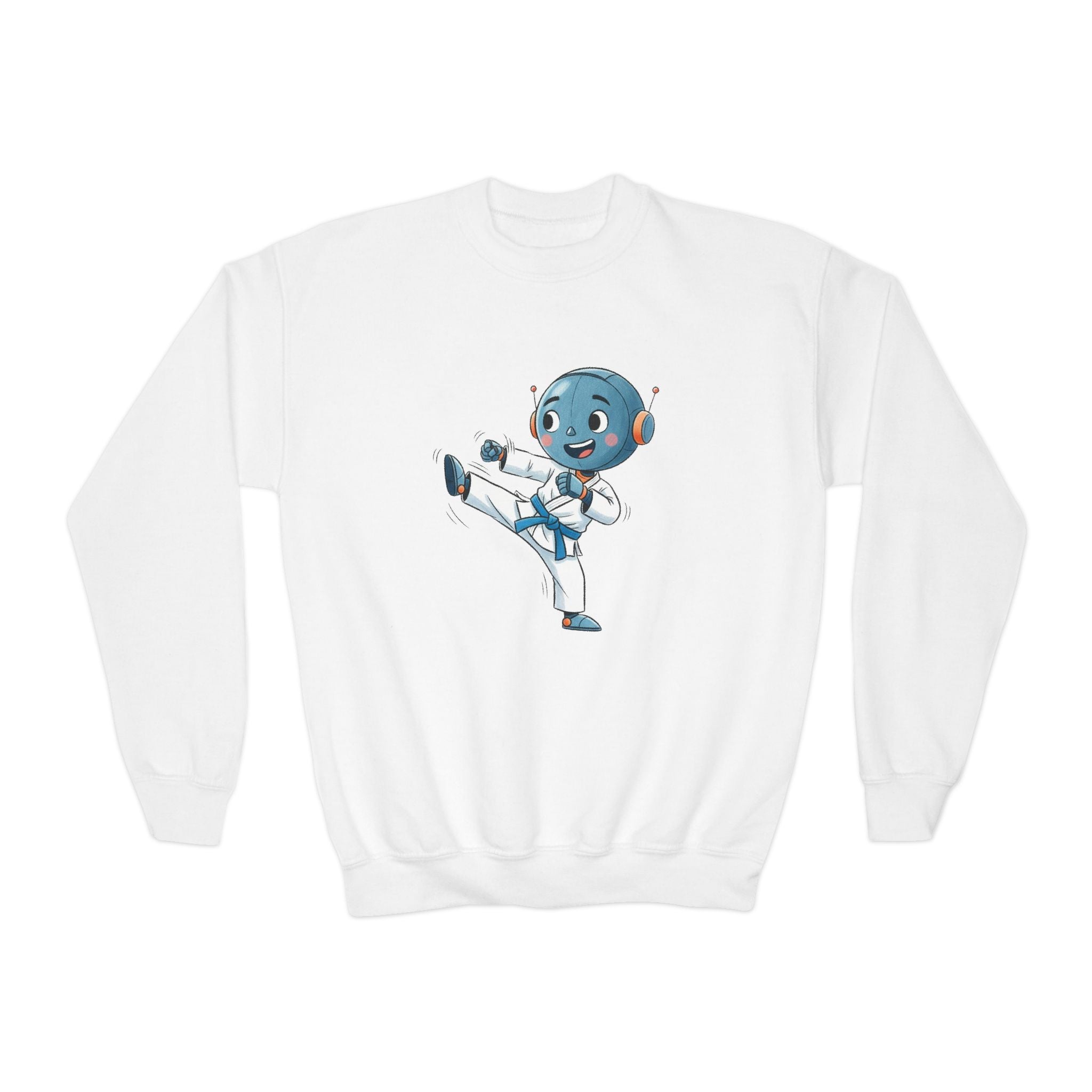 KidBots Karate B, Youth Crewneck Sweatshirt, Fun Kids Clothing, Gift for Children, Spring Look, Casual Wear