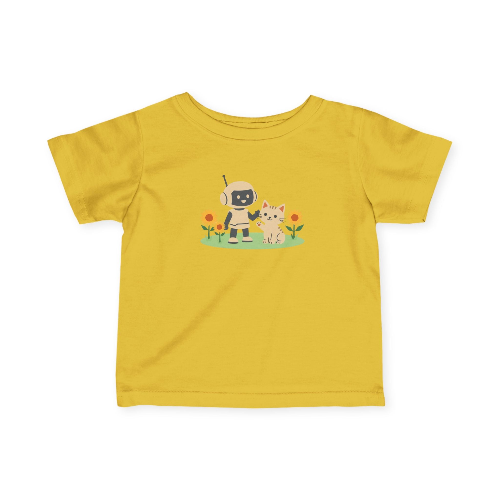 KidBots Kitten and Flowers -  Adorable Infant Fine Jersey Tee with Cute Animal Design, Perfect Gift for Baby Showers, Birthdays, Everyday Wear, Kids Tee, Baby Clothes