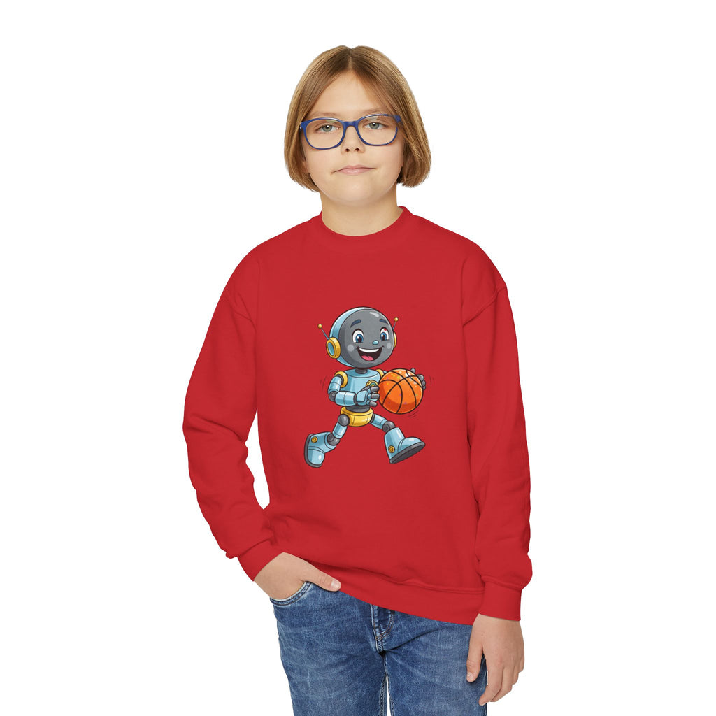 KidBots Basketball, Youth Crewneck Sweatshirt, Fun Kids Clothing, Gift for Children, Spring Look, Casual Wear
