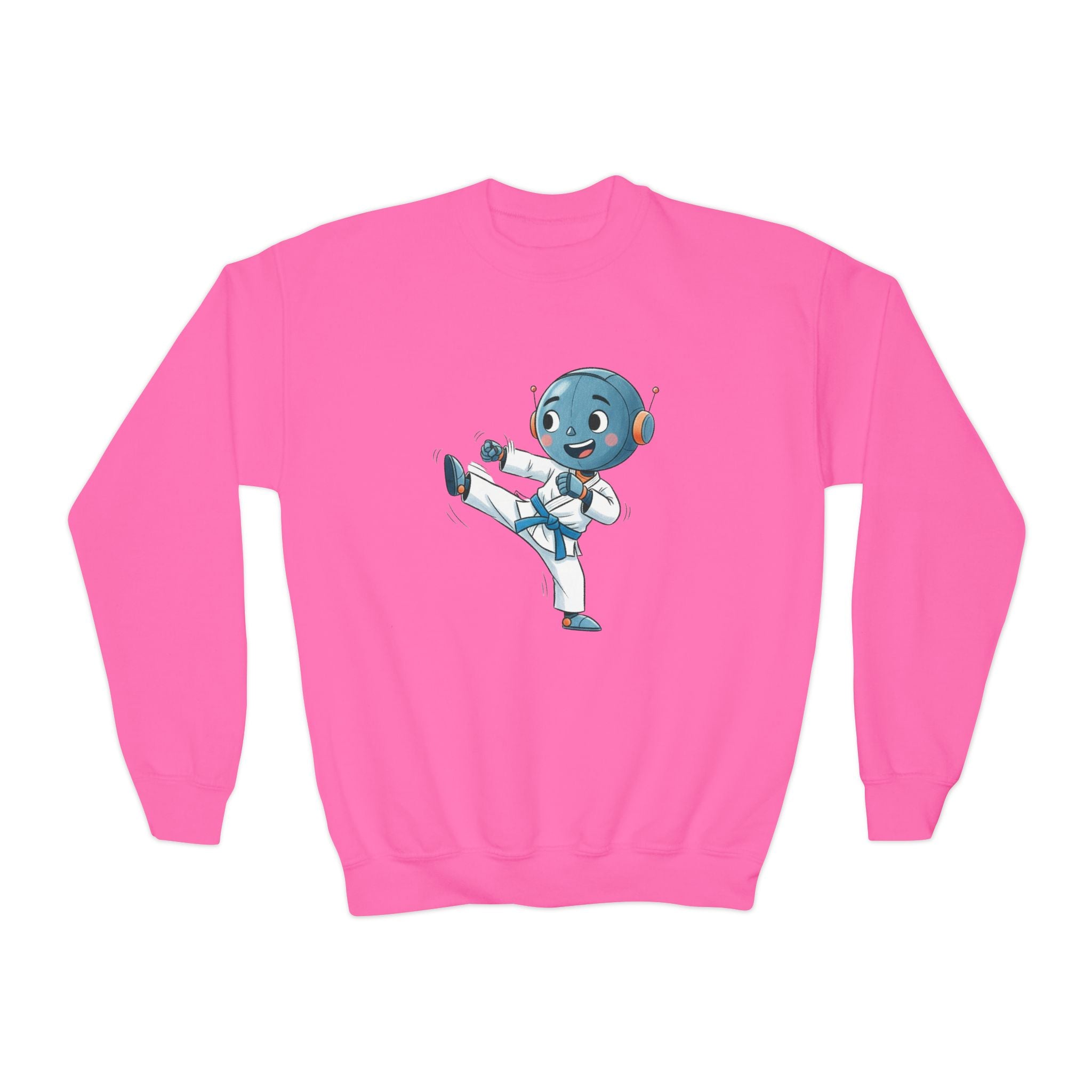 KidBots Karate B, Youth Crewneck Sweatshirt, Fun Kids Clothing, Gift for Children, Spring Look, Casual Wear