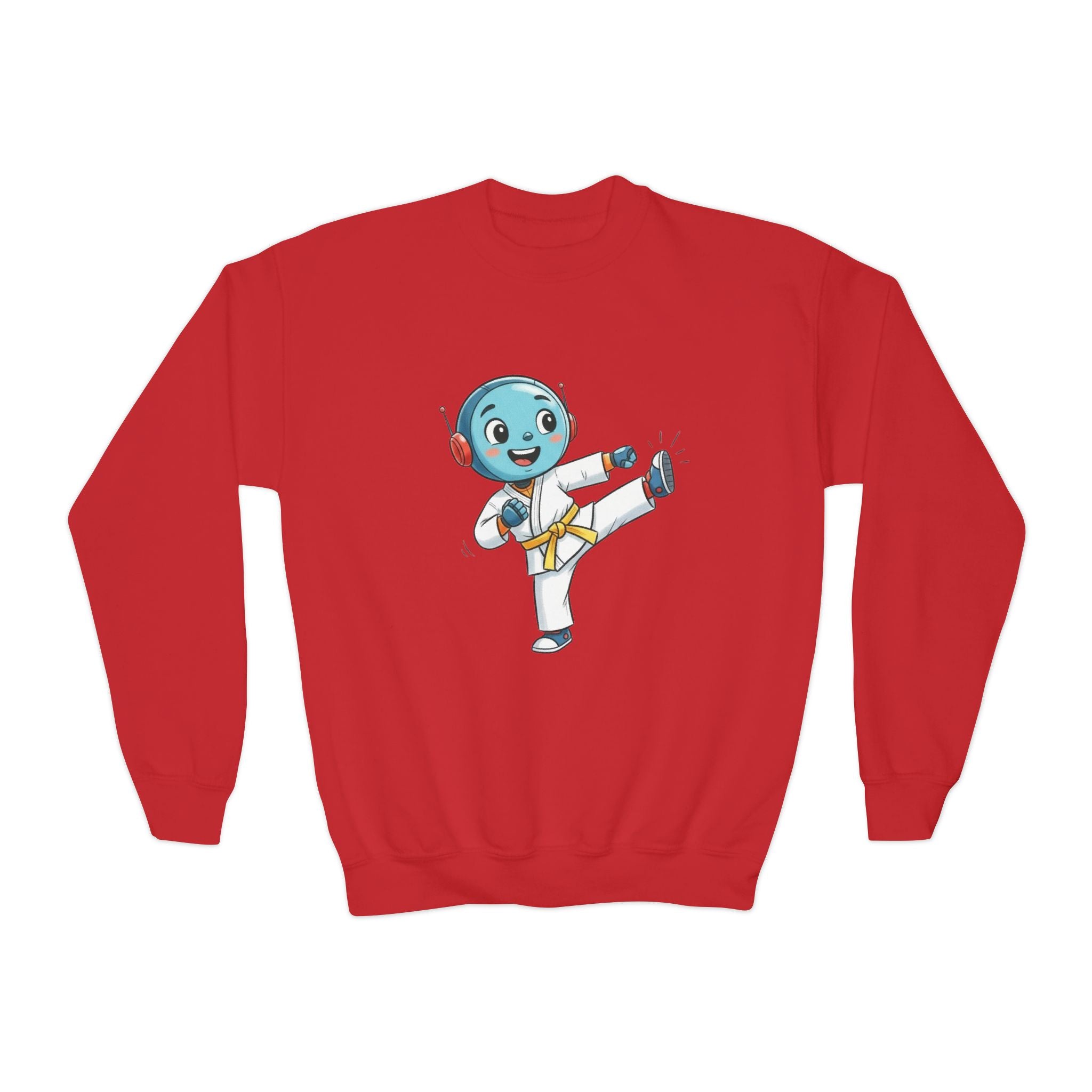 KidBots Karate Y, Youth Crewneck Sweatshirt, Fun Kids Clothing, Gift for Children, Spring Look, Casual Wear
