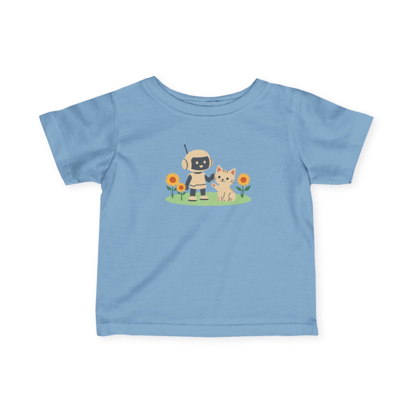 KidBots Kitten and Flowers -  Adorable Infant Fine Jersey Tee with Cute Animal Design, Perfect Gift for Baby Showers, Birthdays, Everyday Wear, Kids Tee, Baby Clothes