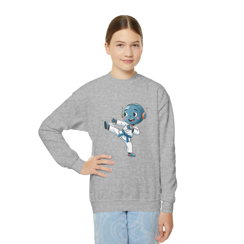 KidBots Karate B, Youth Crewneck Sweatshirt, Fun Kids Clothing, Gift for Children, Spring Look, Casual Wear