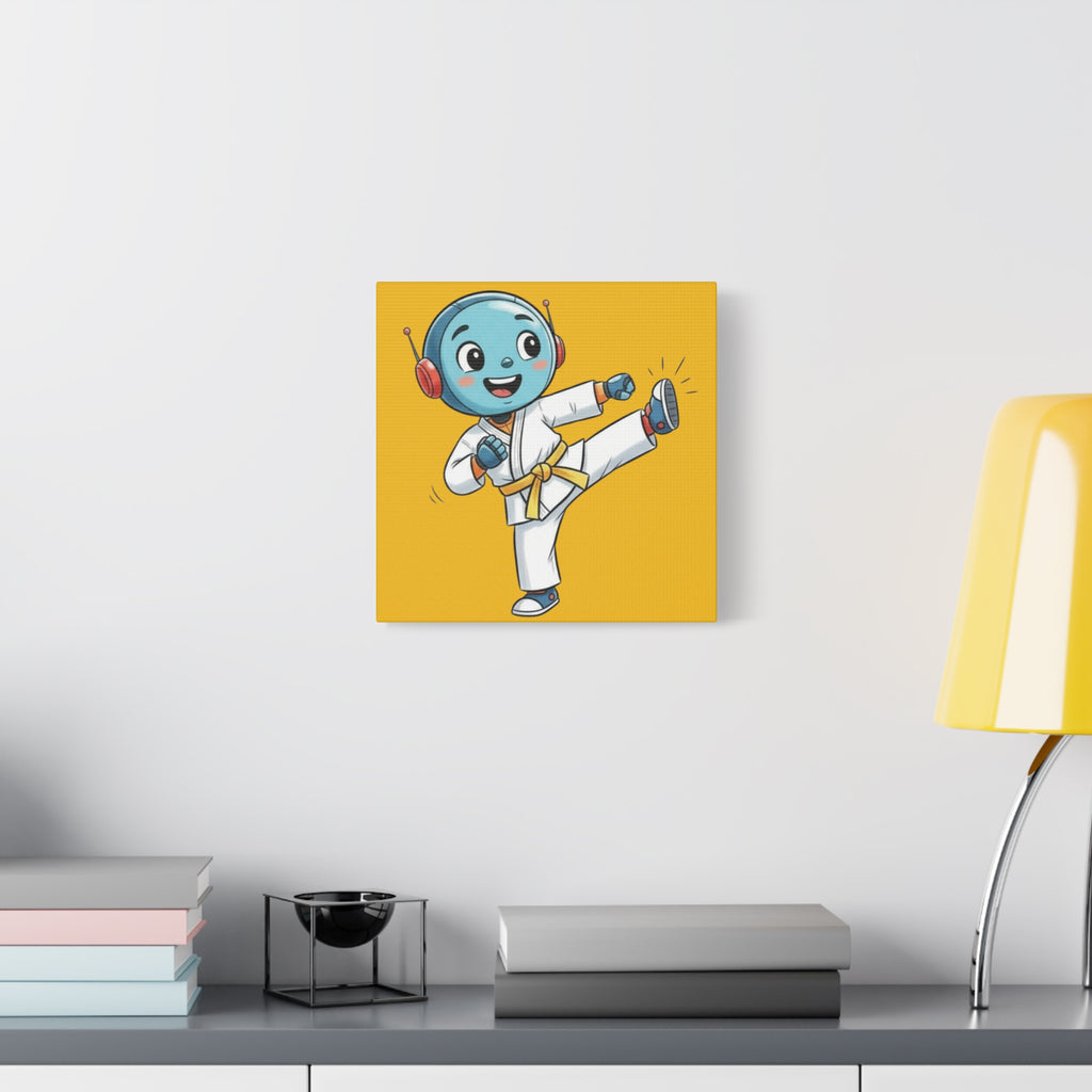 Kidbots Sports Collection, Karate Y, Whimsical Canvas Art, Playful Wall Decor, Kid-Friendly Room Accent, Nursery Artwork, Gift for Karate
