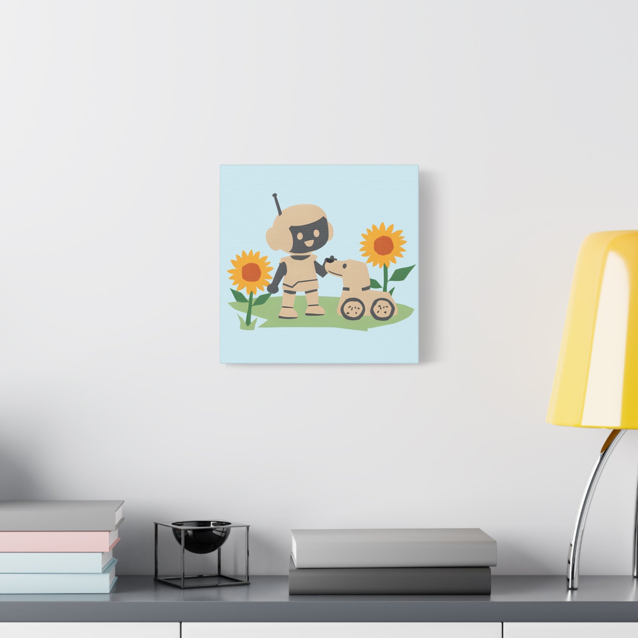 Kidbots Collection, Pup on Wheels, Whimsical Canvas Art, Playful Wall Decor, Kid-Friendly Room Accent, Nursery Artwork, Gift for Dog Lovers