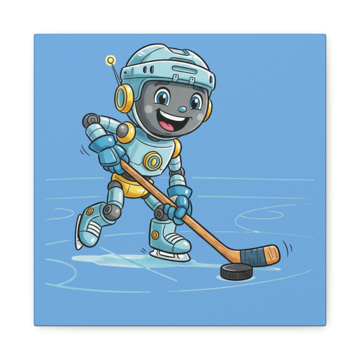 Kidbots Sports Collection, Hockey H, Whimsical Canvas Art, Playful Wall Decor, Kid-Friendly Room Accent, Nursery Artwork, Gift for Dog Lovers