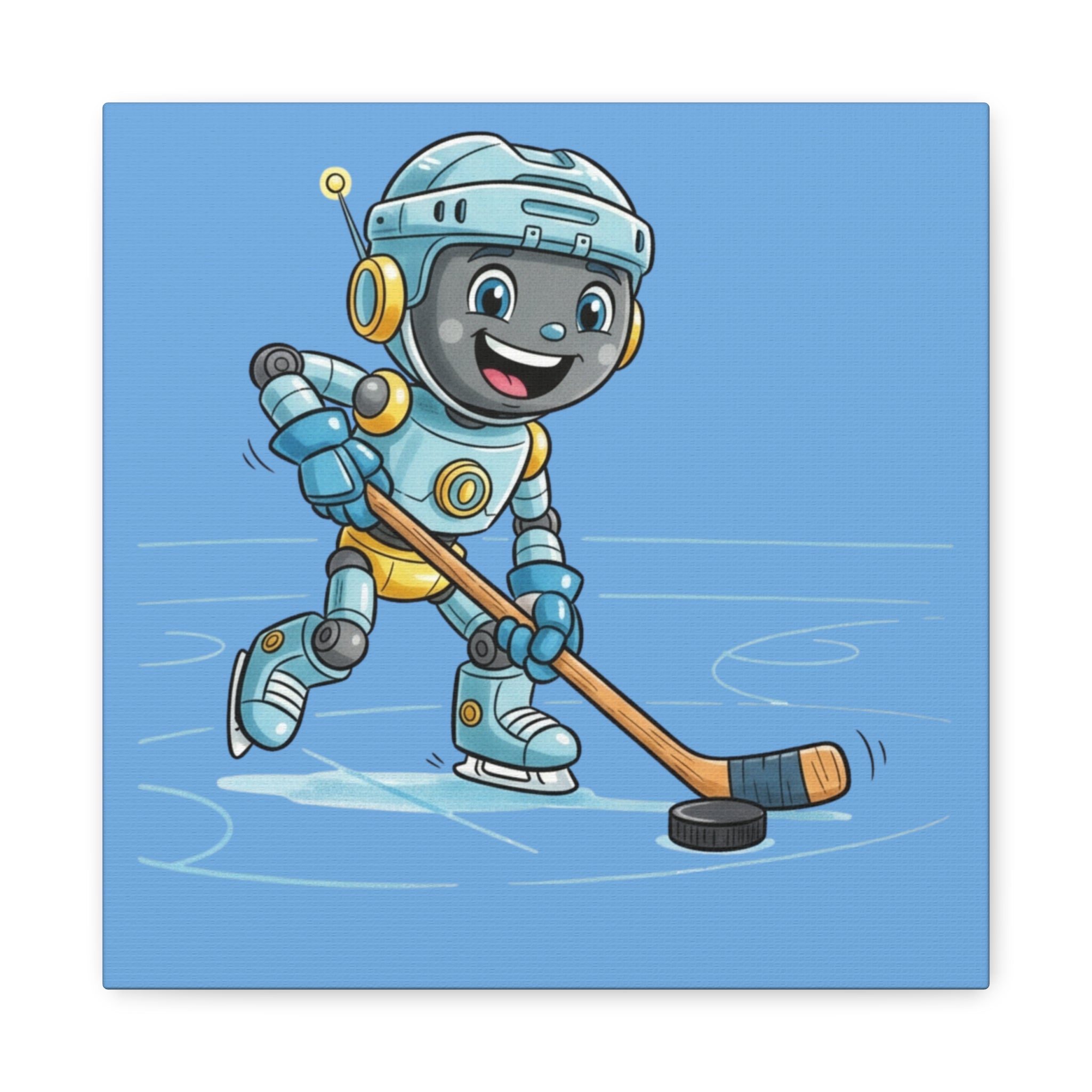 Kidbots Sports Collection, Hockey H, Whimsical Canvas Art, Playful Wall Decor, Kid-Friendly Room Accent, Nursery Artwork, Gift for Dog Lovers