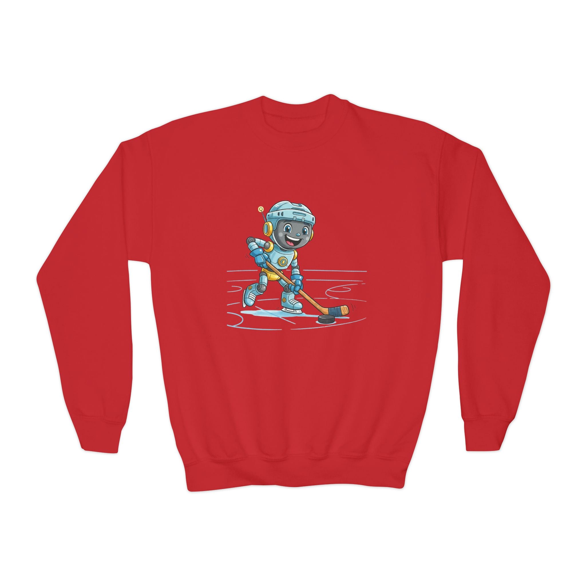 KidBots Hockey H, Youth Crewneck Sweatshirt, Fun Kids Clothing, Gift for Children, Spring Look, Casual Wear
