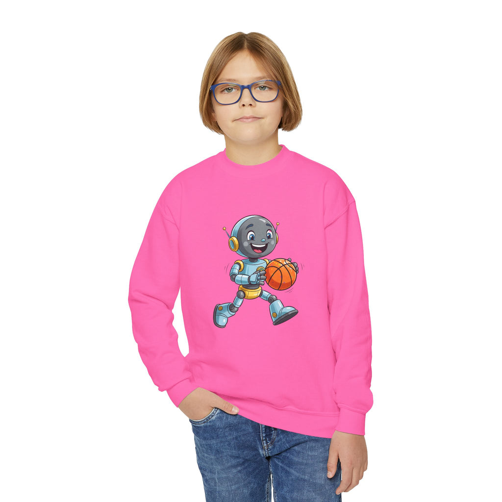 KidBots Basketball, Youth Crewneck Sweatshirt, Fun Kids Clothing, Gift for Children, Spring Look, Casual Wear