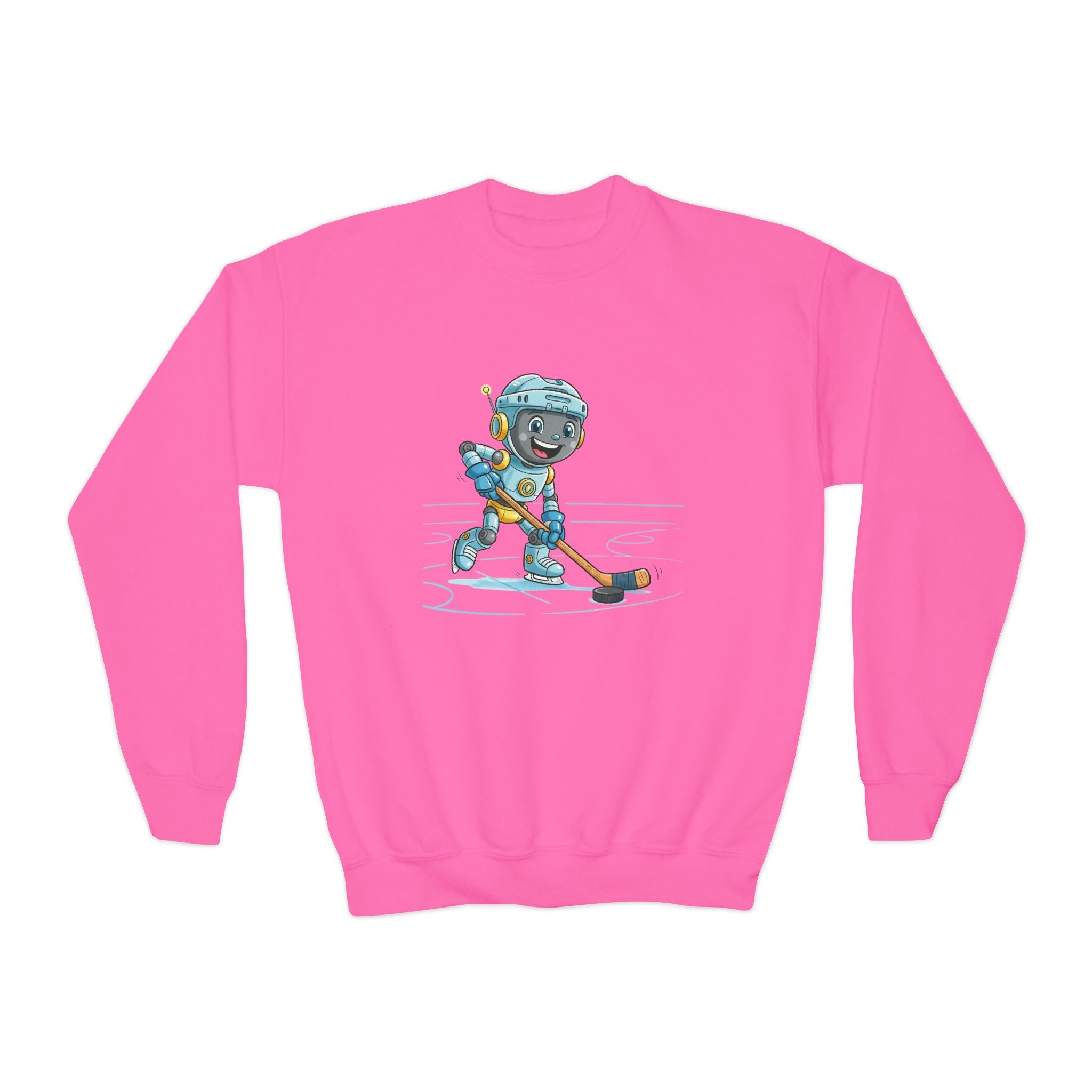 KidBots Hockey H, Youth Crewneck Sweatshirt, Fun Kids Clothing, Gift for Children, Spring Look, Casual Wear