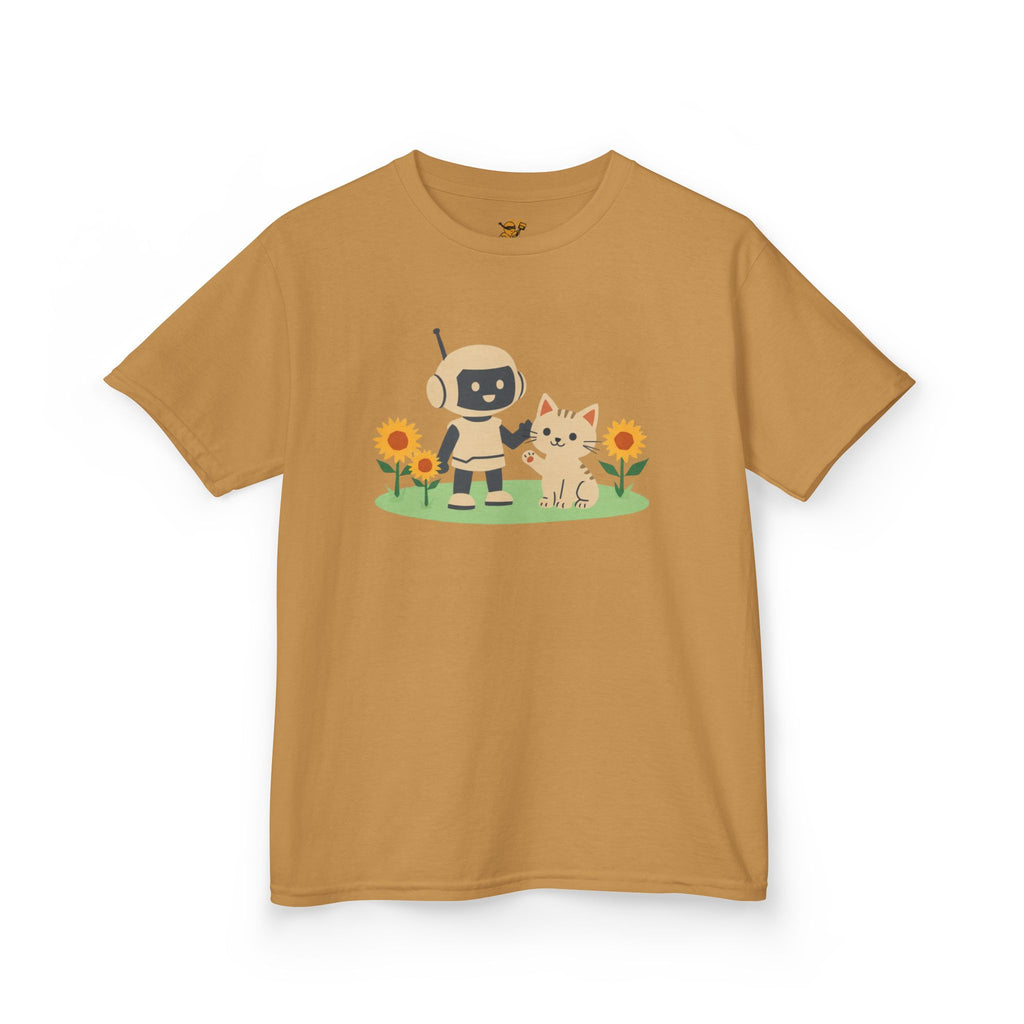 KidBots Kitten and Sunflowers, Youth / Kids T-Shirt, Animal Lover Gift, Fun Summer Wear, Birthday Gift, Playtime Apparel