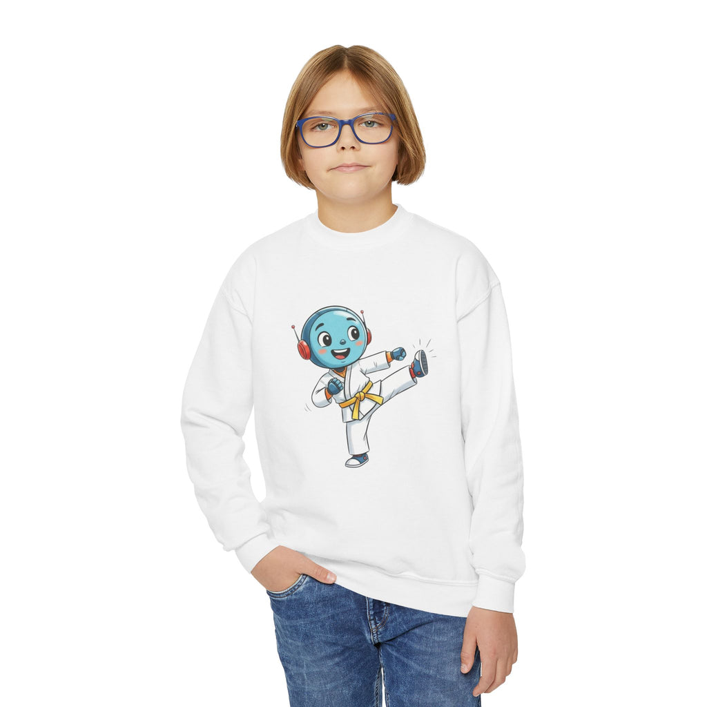 KidBots Karate Y, Youth Crewneck Sweatshirt, Fun Kids Clothing, Gift for Children, Spring Look, Casual Wear