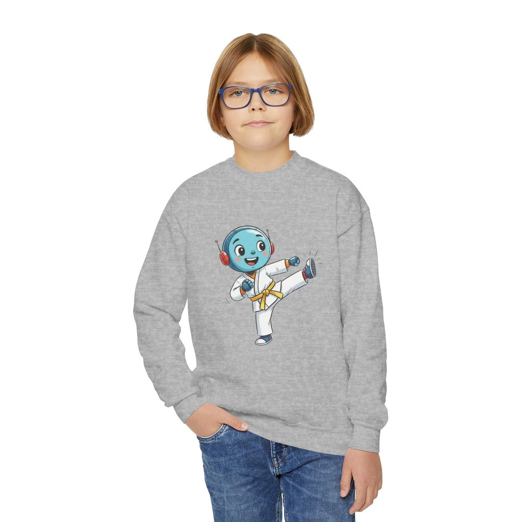 KidBots Karate Y, Youth Crewneck Sweatshirt, Fun Kids Clothing, Gift for Children, Spring Look, Casual Wear