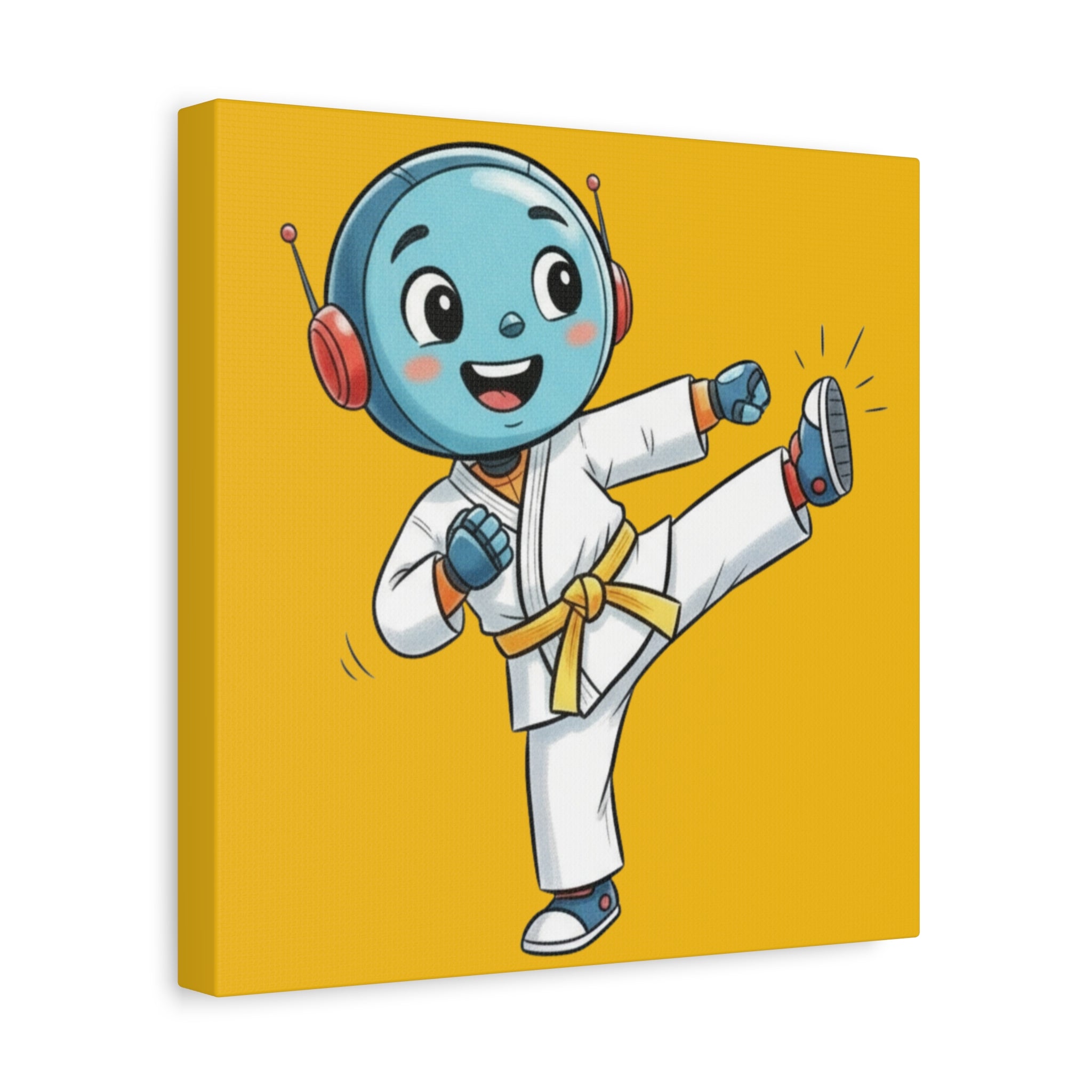 Kidbots Sports Collection, Karate Y, Whimsical Canvas Art, Playful Wall Decor, Kid-Friendly Room Accent, Nursery Artwork, Gift for Karate