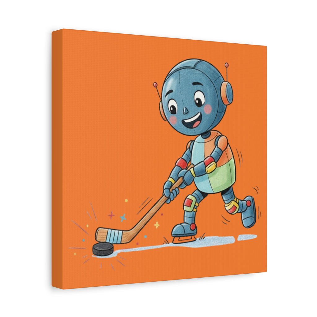 Kidbots Sports Collection, Hockey G, Whimsical Canvas Art, Playful Wall Decor, Kid-Friendly Room Accent, Nursery Artwork, Gift for Dog Lovers