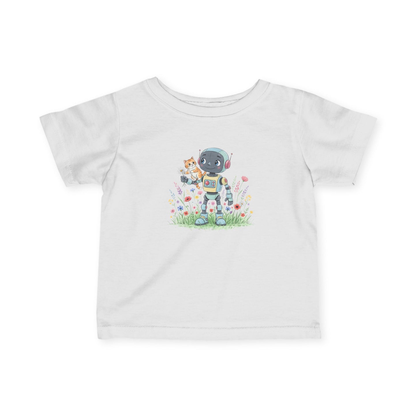 KidBots Kitty Ride -  Adorable Infant Fine Jersey Tee with Cute Animal Design, Perfect Gift for Baby Showers, Birthdays, Everyday Wear, Kids Tee, Baby Clothes