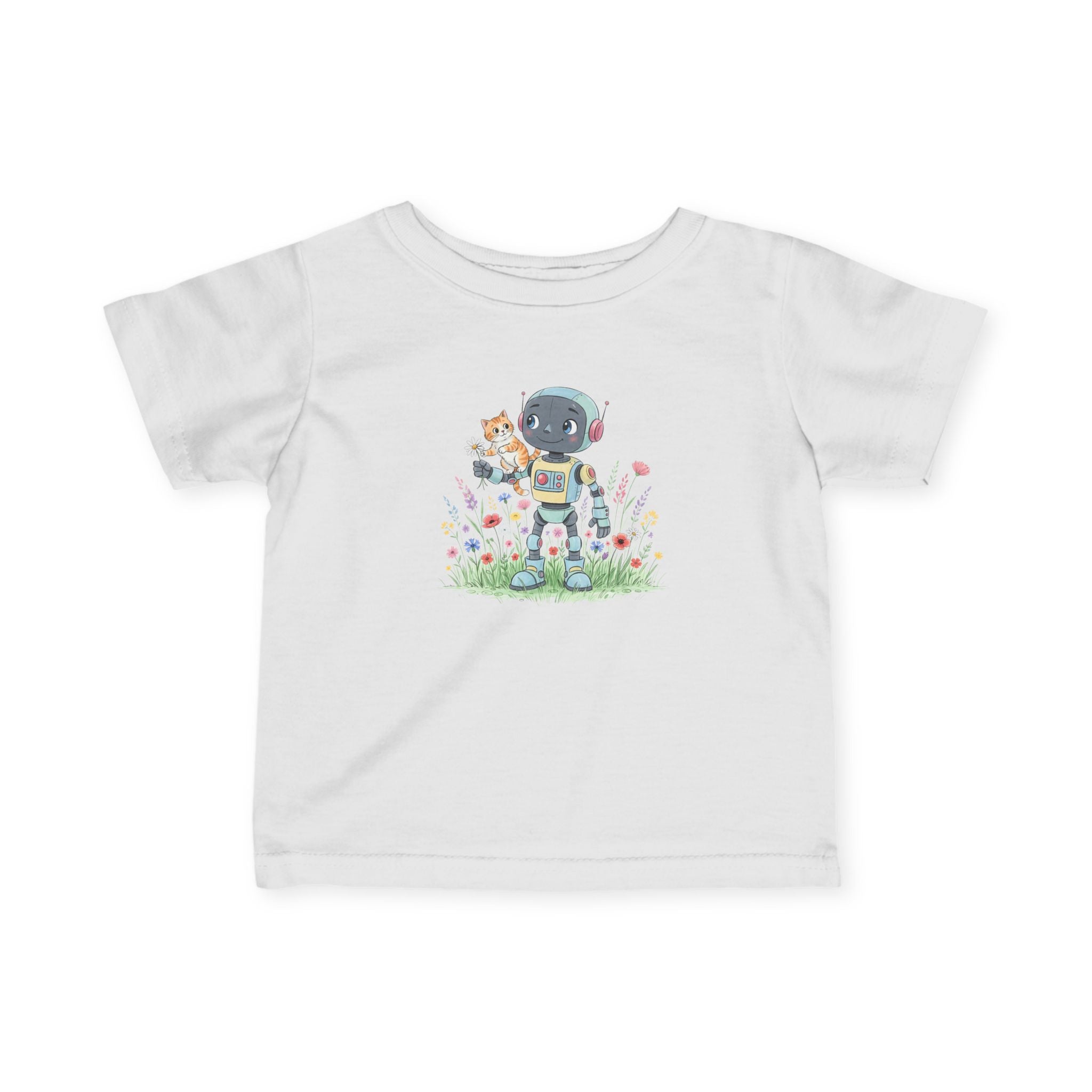 KidBots Kitty Ride -  Adorable Infant Fine Jersey Tee with Cute Animal Design, Perfect Gift for Baby Showers, Birthdays, Everyday Wear, Kids Tee, Baby Clothes