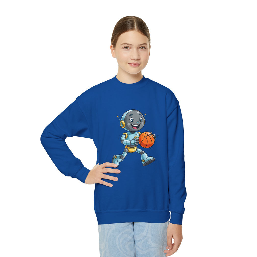 KidBots Basketball, Youth Crewneck Sweatshirt, Fun Kids Clothing, Gift for Children, Spring Look, Casual Wear