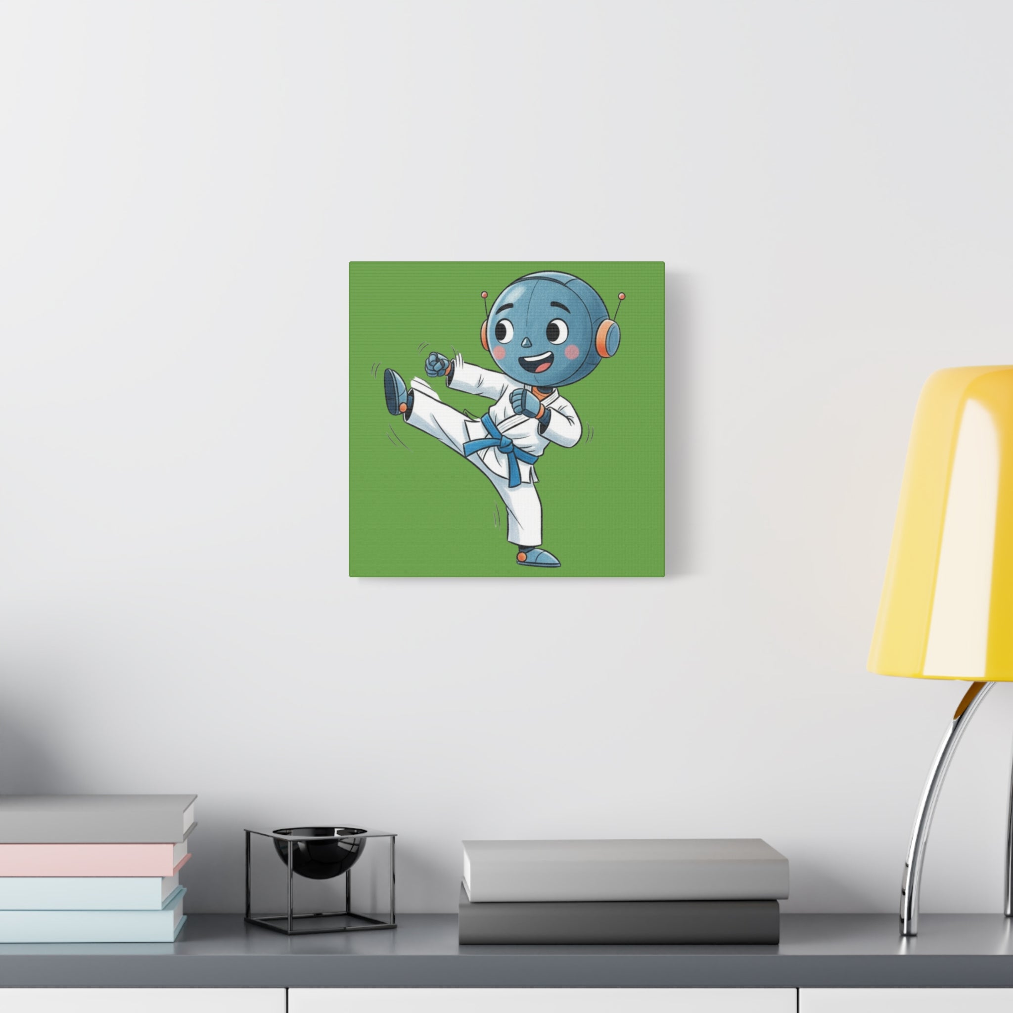 Kidbots Sports Collection, Karate B, Whimsical Canvas Art, Playful Wall Decor, Kid-Friendly Room Accent, Nursery Artwork, Gift for Karate