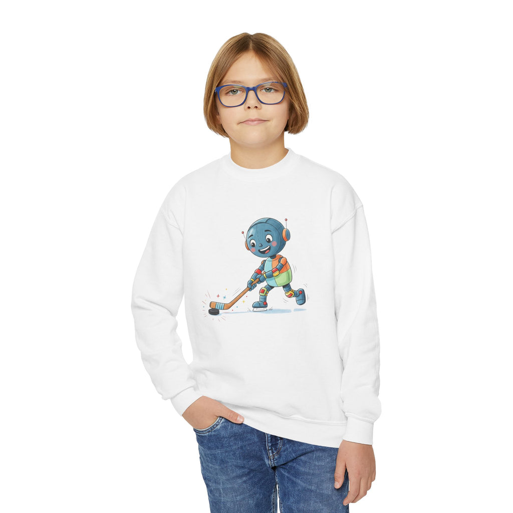 KidBots Hockey G, Youth Crewneck Sweatshirt, Fun Kids Clothing, Gift for Children, Spring Look, Casual Wear