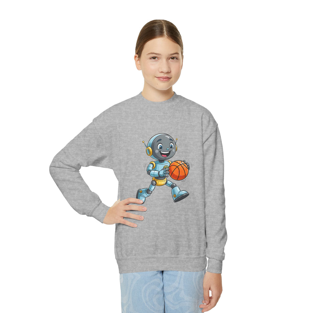 KidBots Basketball, Youth Crewneck Sweatshirt, Fun Kids Clothing, Gift for Children, Spring Look, Casual Wear