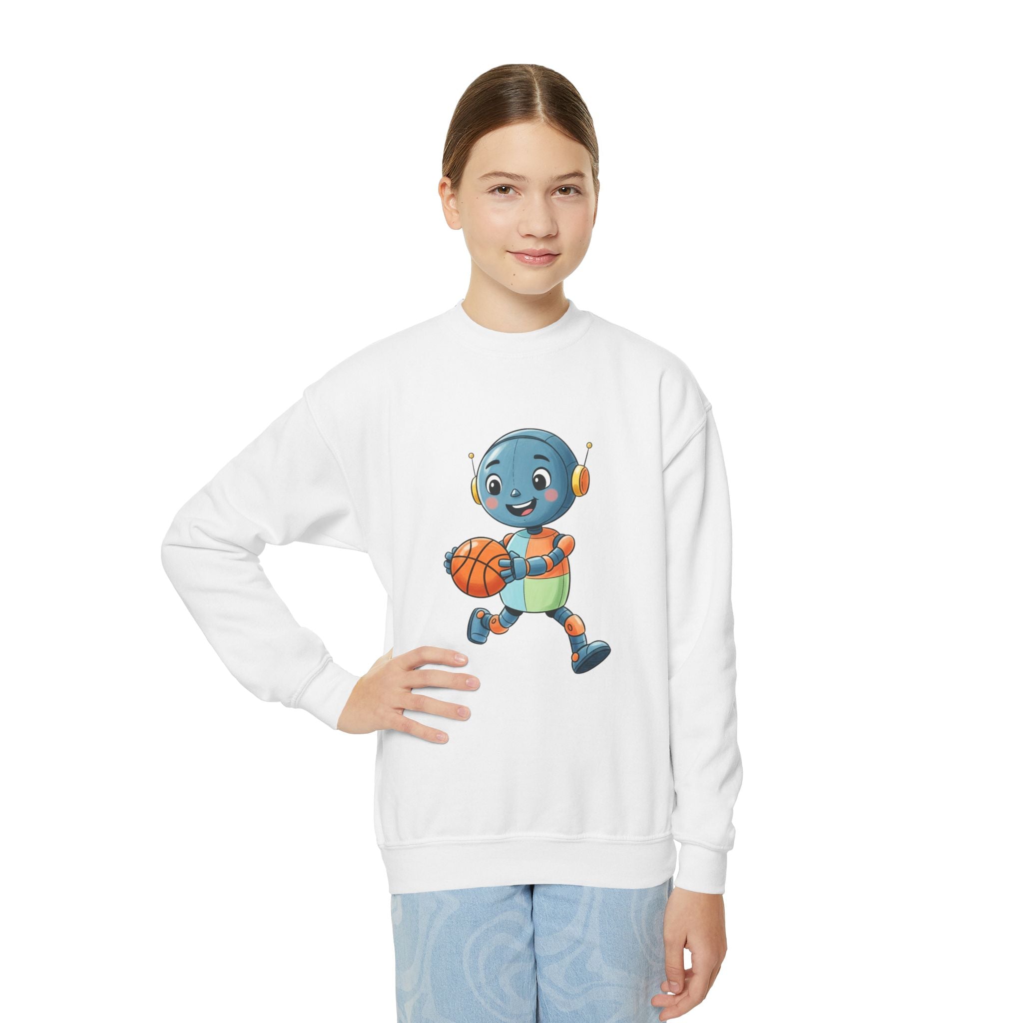 KidBots BBall, Youth Crewneck Sweatshirt, Fun Kids Clothing, Gift for Children, Spring Look, Casual Wear