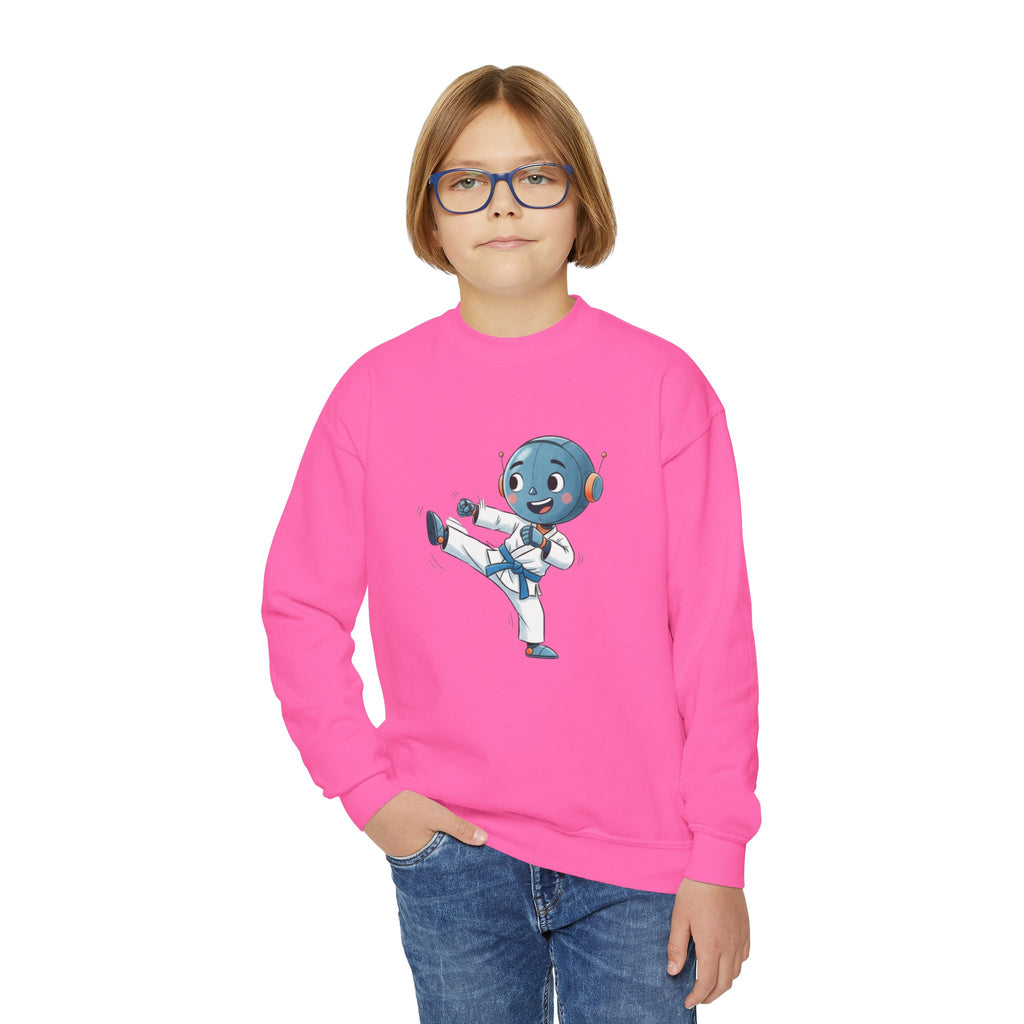 KidBots Karate B, Youth Crewneck Sweatshirt, Fun Kids Clothing, Gift for Children, Spring Look, Casual Wear