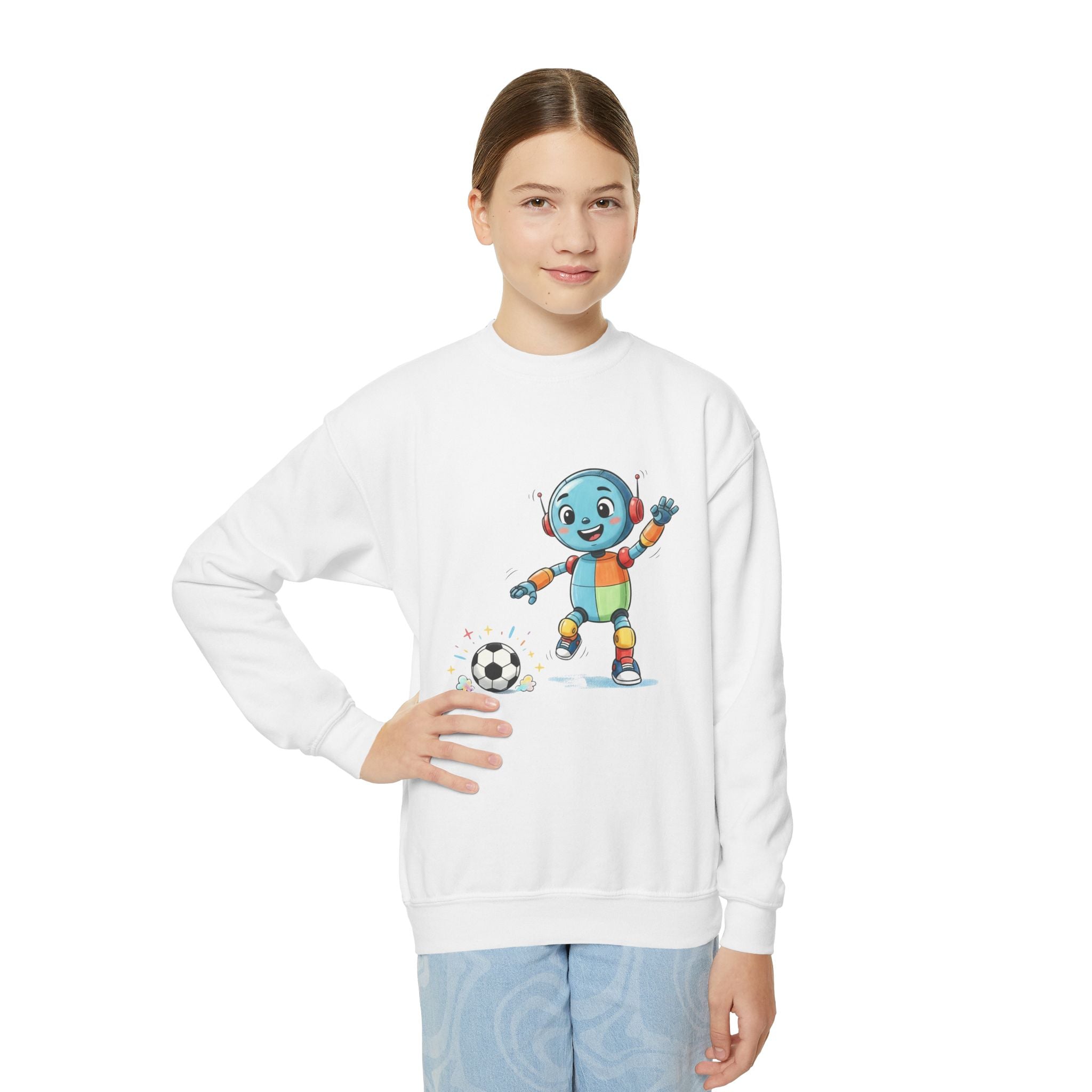 KidBots Football / Soccer, Youth Crewneck Sweatshirt, Fun Kids Clothing, Gift for Children, Spring Look, Casual Wear