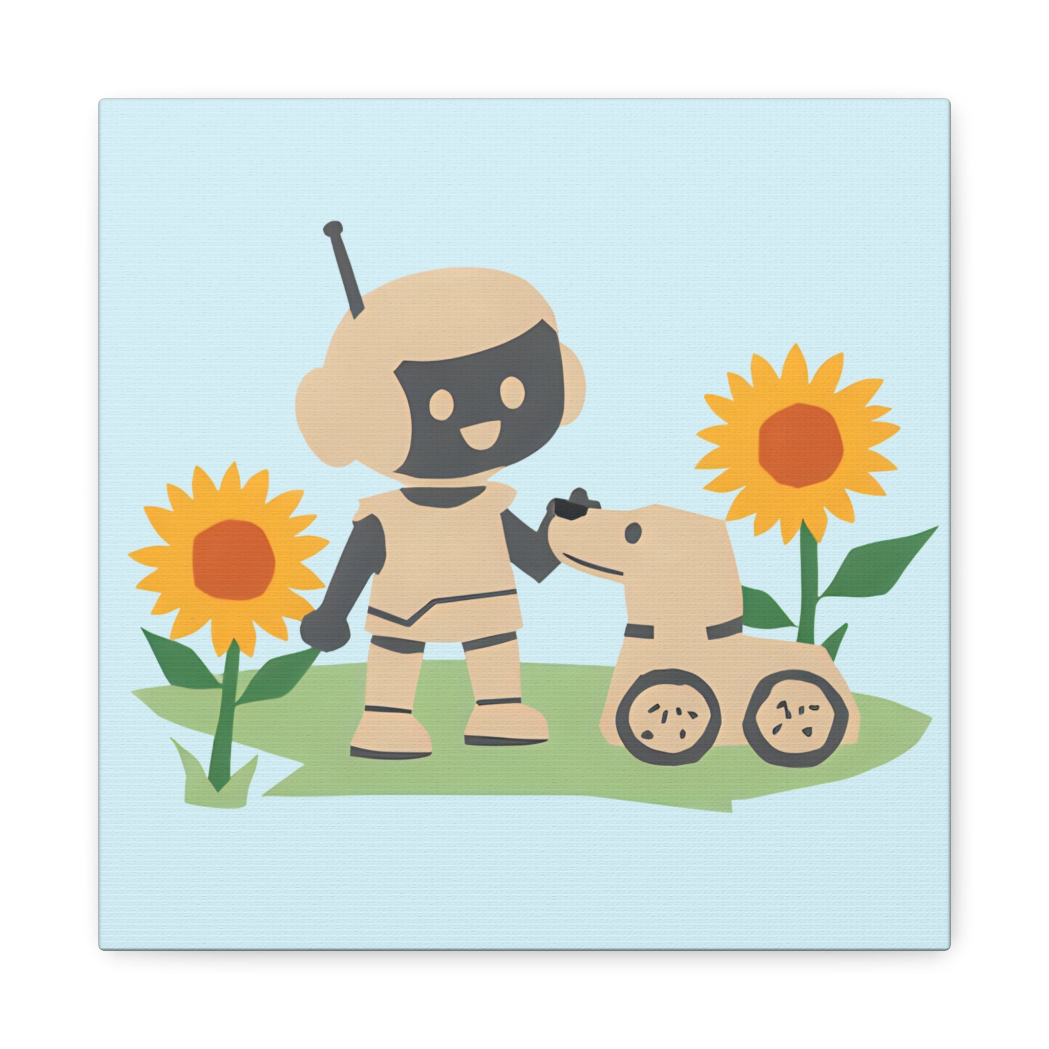 Kidbots Collection, Pup on Wheels, Whimsical Canvas Art, Playful Wall Decor, Kid-Friendly Room Accent, Nursery Artwork, Gift for Dog Lovers