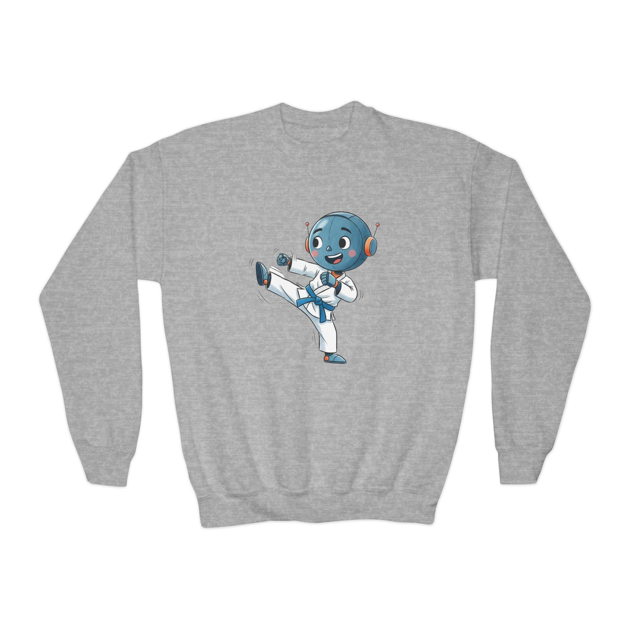 KidBots Karate B, Youth Crewneck Sweatshirt, Fun Kids Clothing, Gift for Children, Spring Look, Casual Wear