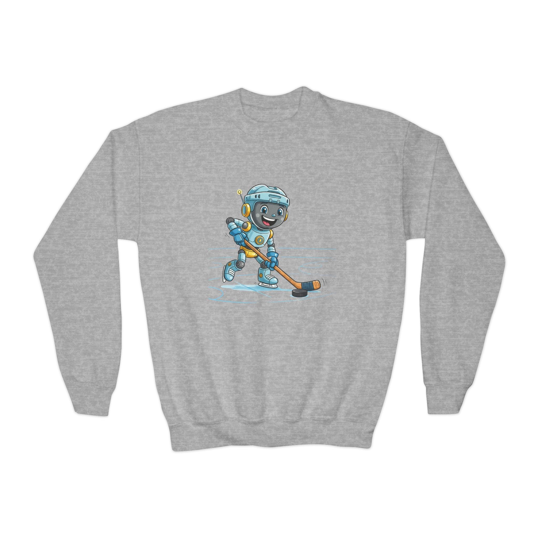 KidBots Hockey H, Youth Crewneck Sweatshirt, Fun Kids Clothing, Gift for Children, Spring Look, Casual Wear