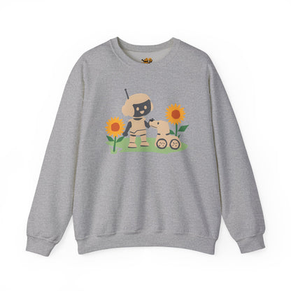 Cute Robot and Dog Sweatshirt, Adult Unisex Crewneck, Cozy Gift for Tech Lovers, Perfect for Fall Days, Sweatshirt, Adult Size