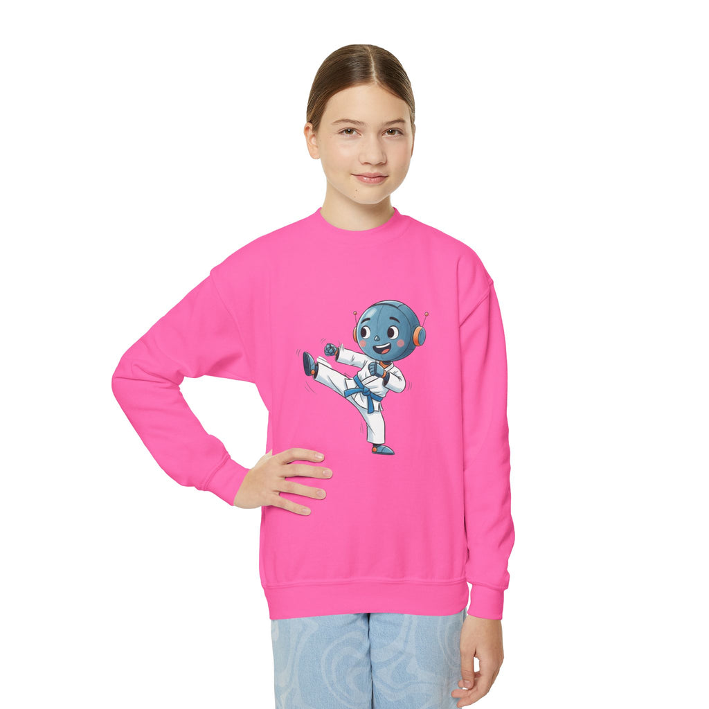 KidBots Karate B, Youth Crewneck Sweatshirt, Fun Kids Clothing, Gift for Children, Spring Look, Casual Wear