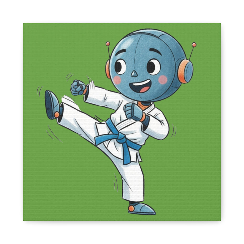 Kidbots Sports Collection, Karate B, Whimsical Canvas Art, Playful Wall Decor, Kid-Friendly Room Accent, Nursery Artwork, Gift for Karate