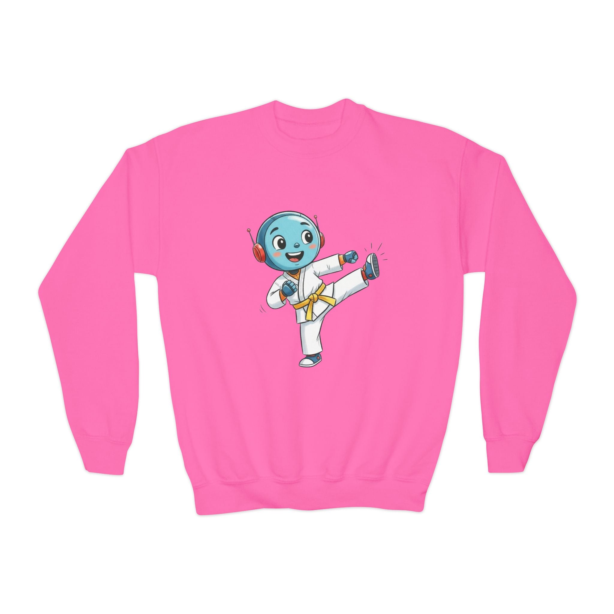 KidBots Karate Y, Youth Crewneck Sweatshirt, Fun Kids Clothing, Gift for Children, Spring Look, Casual Wear