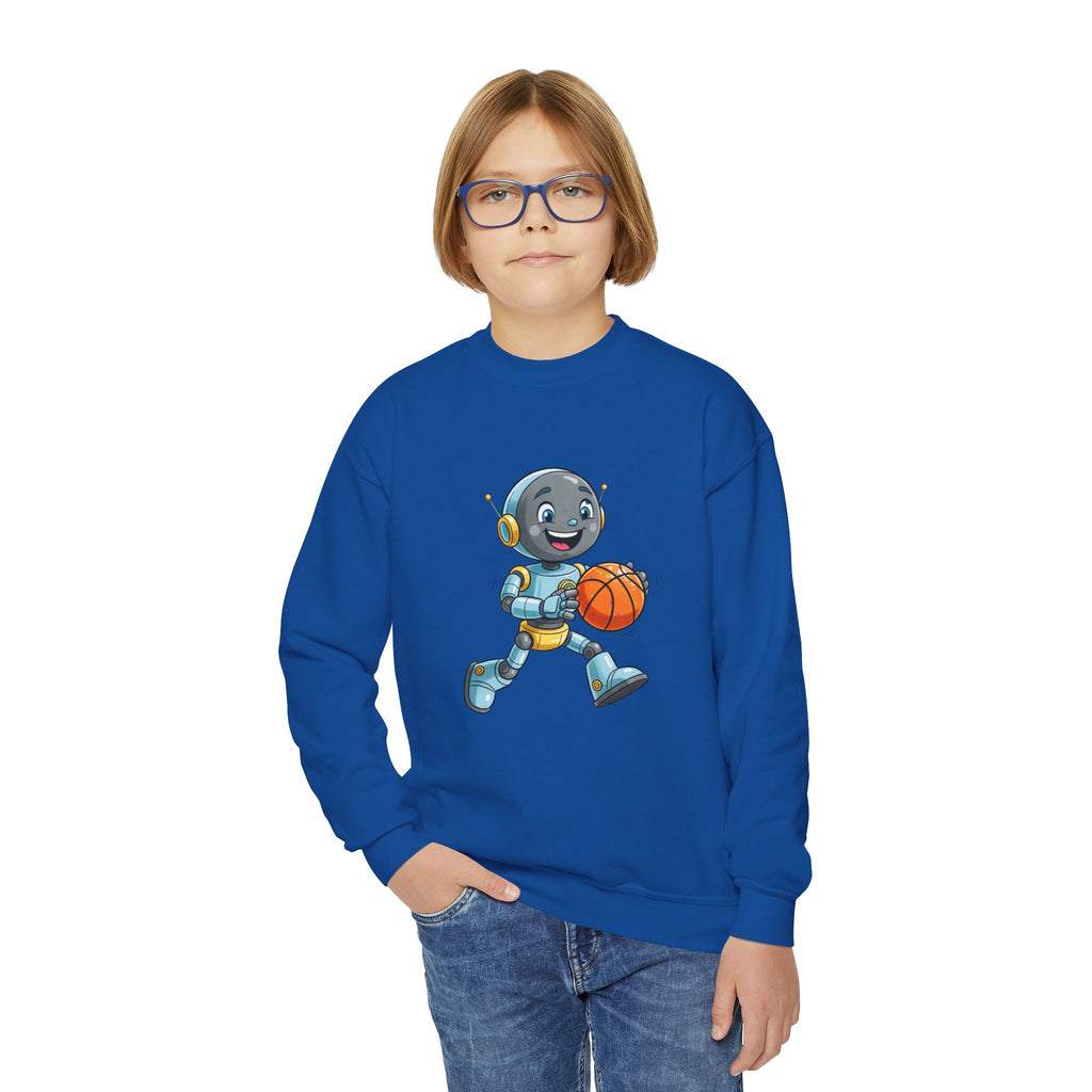 KidBots Basketball, Youth Crewneck Sweatshirt, Fun Kids Clothing, Gift for Children, Spring Look, Casual Wear