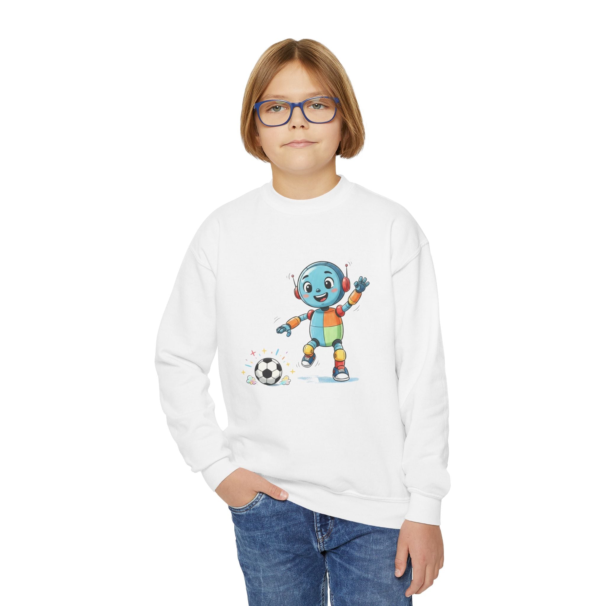 KidBots Football / Soccer, Youth Crewneck Sweatshirt, Fun Kids Clothing, Gift for Children, Spring Look, Casual Wear