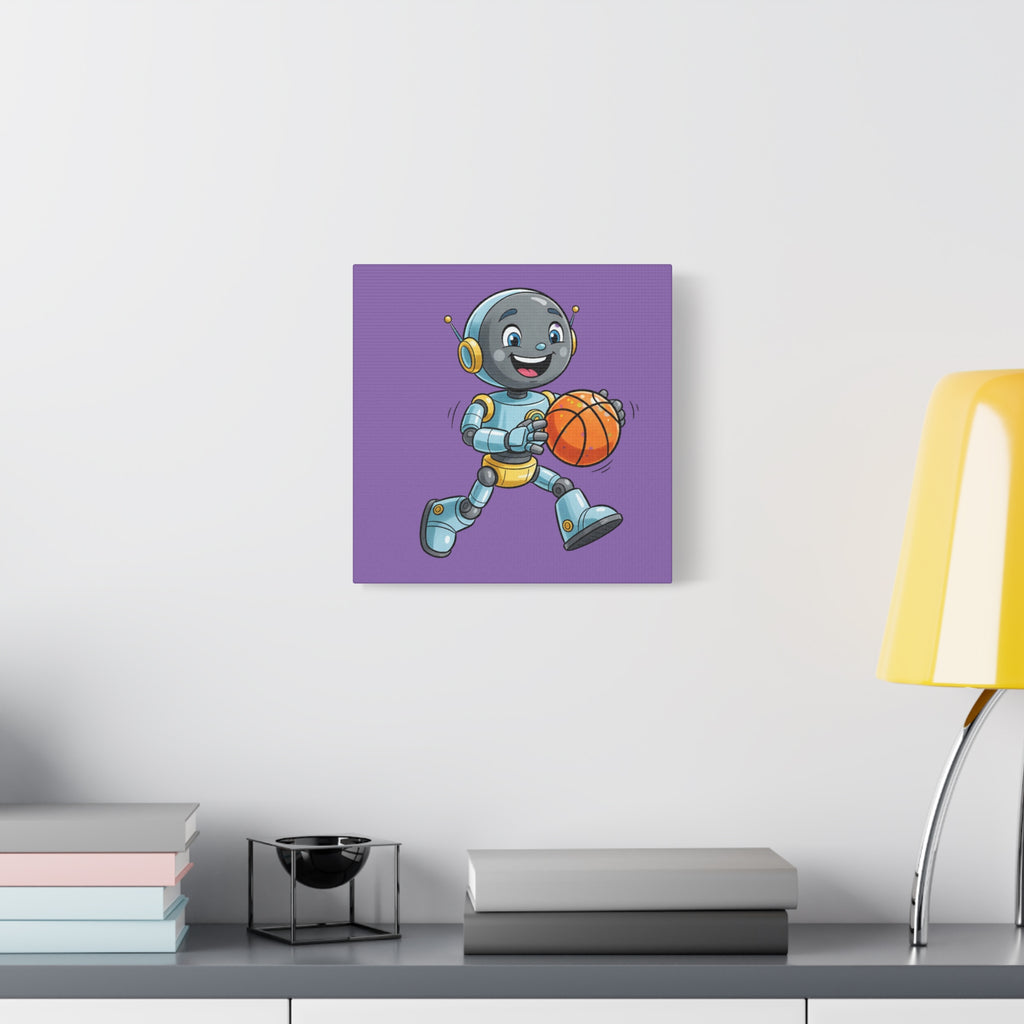 Kidbots Sports Collection, Basketball, Whimsical Canvas Art, Playful Wall Decor, Kid-Friendly Room Accent, Nursery Artwork, Gift for Basketball players