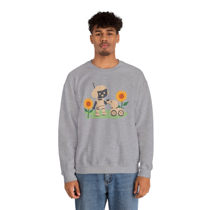 Cute Robot and Dog Sweatshirt, Adult Unisex Crewneck, Cozy Gift for Tech Lovers, Perfect for Fall Days, Sweatshirt, Adult Size