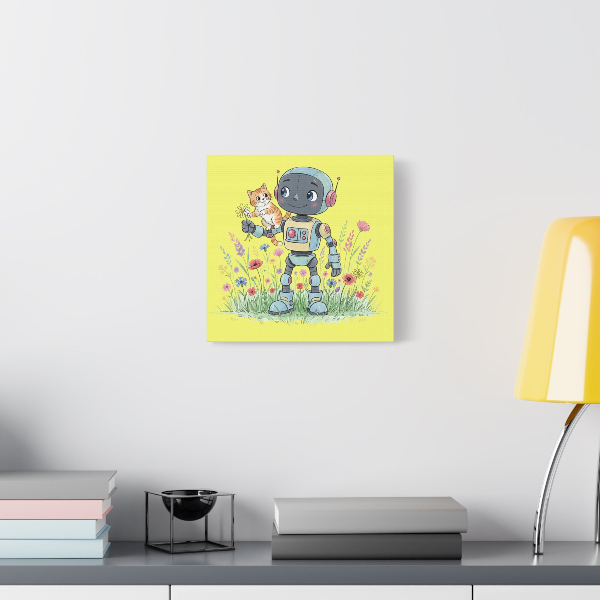Kidbots Collection, Kitty Ride, Whimsical Canvas Art, Playful Wall Decor, Kid-Friendly Room Accent, Nursery Artwork, Gift for Dog Lovers